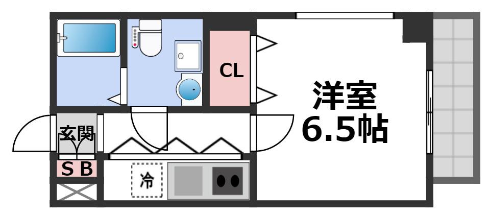 ラカーサ今里(1K/3階)の間取り写真