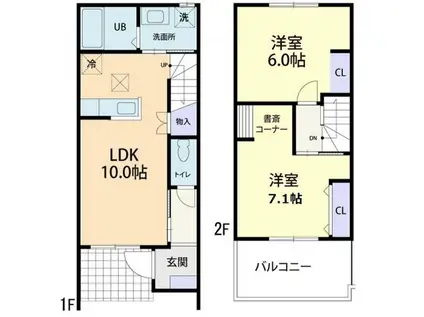 DOUX MAISON 相生町(2LDK/1階)の間取り写真