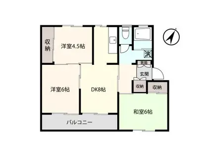 ラネージュ桜川I(3DK/2階)の間取り写真