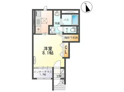 メゾン・アンソレイエ(1K/1階)の間取り写真