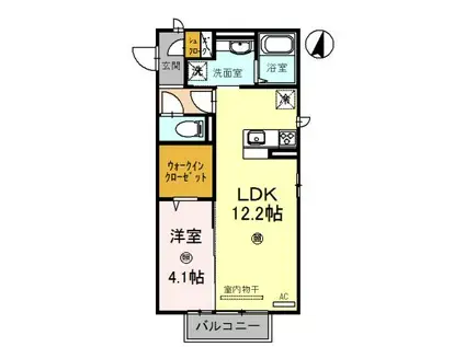 岩出ヒルズ III(1LDK/2階)の間取り写真