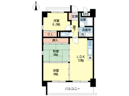 プロスペレー姪浜(3LDK/3階)の間取り写真