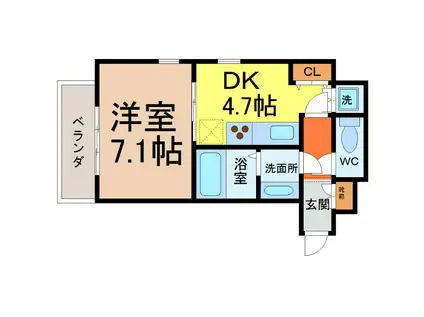 レジディア高岳(1DK/15階)の間取り写真