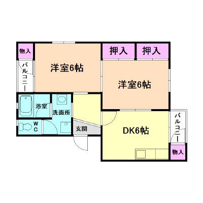 LA CASA箕面(2DK/4階)の間取り写真