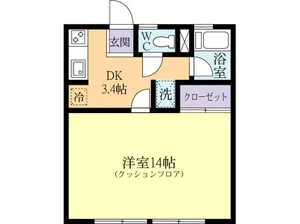 パーク春日(1K/2階)の間取り写真