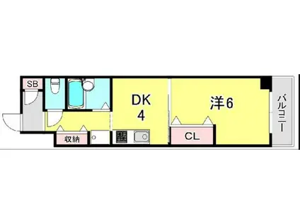 グローリー元町(1DK/8階)の間取り写真