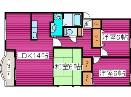 ウィングコート(3LDK/1階)の間取り写真