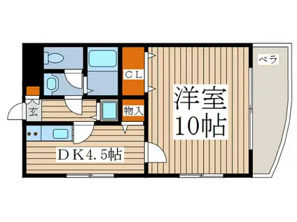 ラプチメゾン2A(1DK/4階)の間取り写真