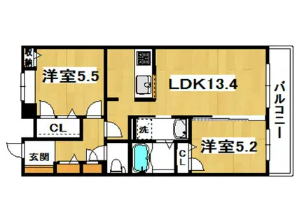 シャーメゾン北摂(2LDK/2階)の間取り写真
