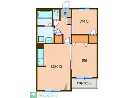 ル・シャトーブロン(2LDK/2階)の間取り写真