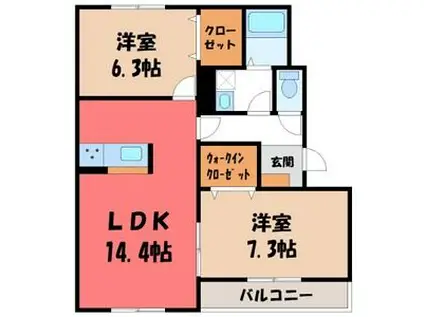 ヴィラチェスタ(2LDK/1階)の間取り写真