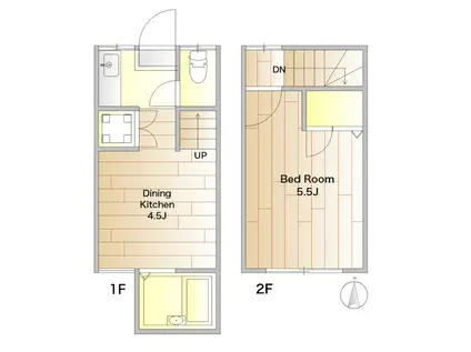 ビーンズハウス(1DK/1階)の間取り写真