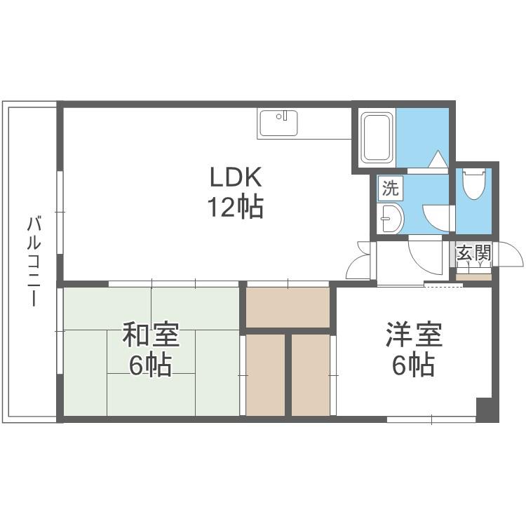 シャトレ南公園 弐番館(2LDK/4階)の間取り写真
