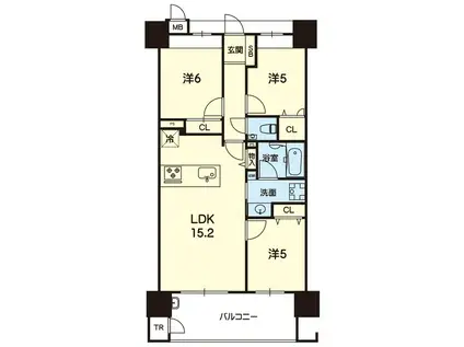エイルマンション光の森 411号(3LDK/1階)の間取り写真