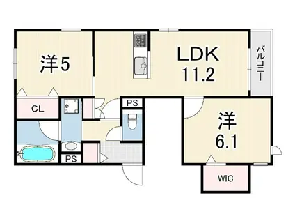 へーベルメゾンさくら夙川(2LDK/2階)の間取り写真