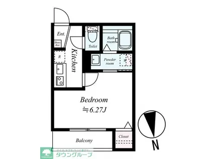 GRADUS稲毛II(1K/2階)の間取り写真
