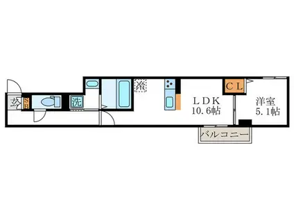 D-ROOM桂川(1LDK/3階)の間取り写真