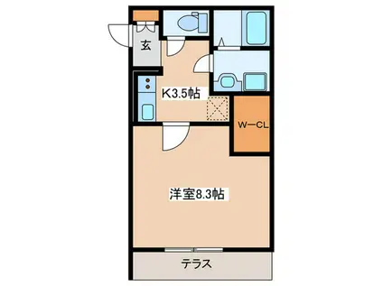 エスポワール(1K/1階)の間取り写真