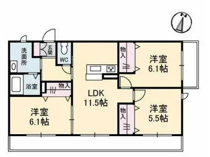 シャーメゾンイーハトーヴ(3LDK/3階)の間取り写真