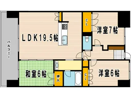 シャトレ大手町N棟(3LDK/6階)の間取り写真