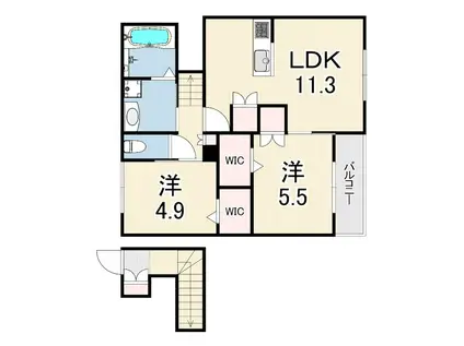 ルポンドペルル(2LDK/2階)の間取り写真