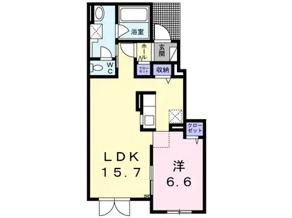 ドルチェII(1LDK/1階)の間取り写真