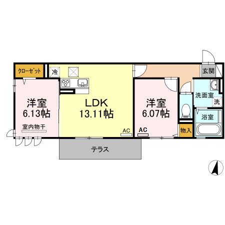 ヴィヴァレス(2LDK/1階)の間取り写真