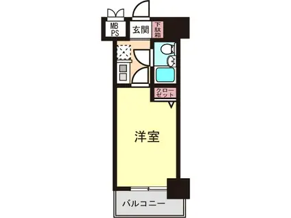 アーバンヒルズ早稲田(1K/6階)の間取り写真