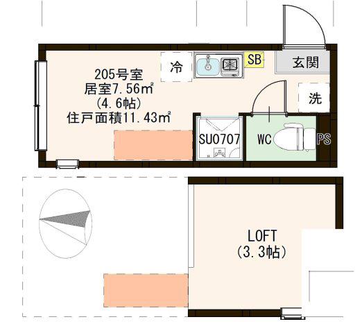フェアリー東十条(ワンルーム/2階)の間取り写真