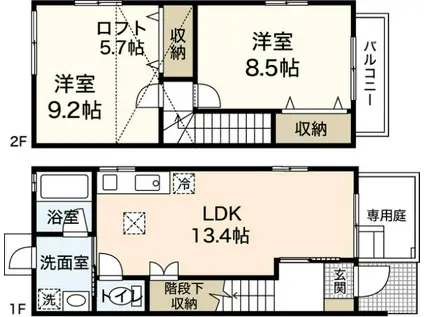 アンソレイユ II番館(2LDK/1階)の間取り写真