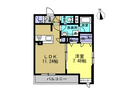 GREENAGE(1LDK/1階)の間取り写真