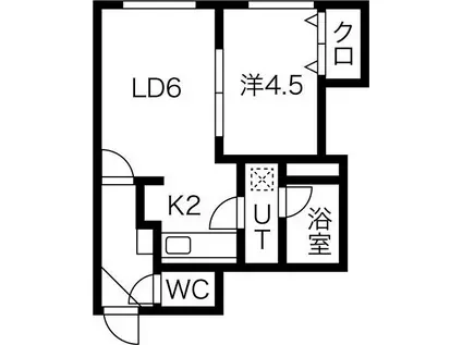 グリーンウォール北15A(1LDK/2階)の間取り写真