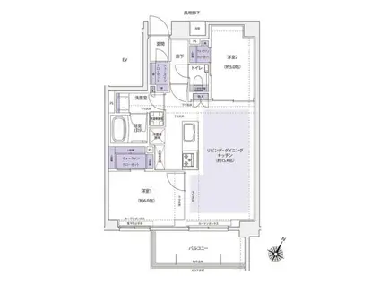 KDXレジデンス横濱紅葉坂(2LDK/3階)の間取り写真