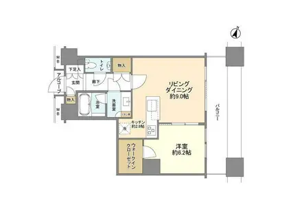 カテリーナ三田タワースイートイーストアーク(1LDK/10階)の間取り写真