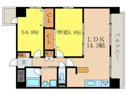 ピアヌーラ柳馬場(1SLDK/2階)の間取り写真