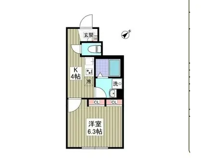 ヒュッゲII(1K/1階)の間取り写真