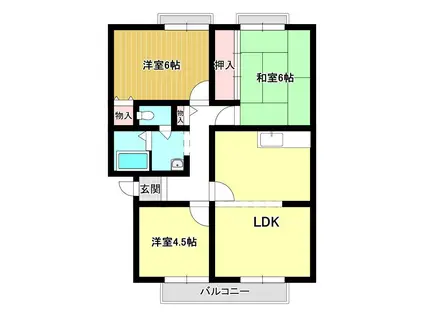 ホワイトガーデン壱番館(3LDK/2階)の間取り写真