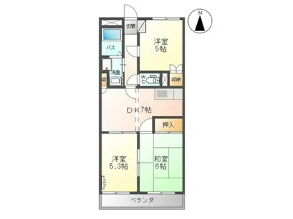 ハイブリッドレジデンスVII(3DK/2階)の間取り写真