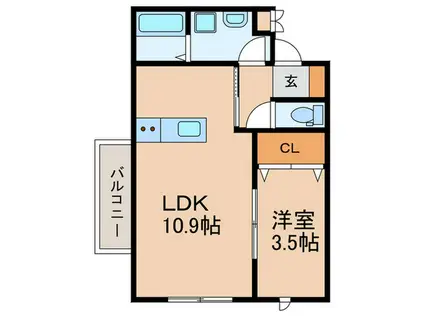 CHERRYBLOSSOM川原町(1LDK/3階)の間取り写真