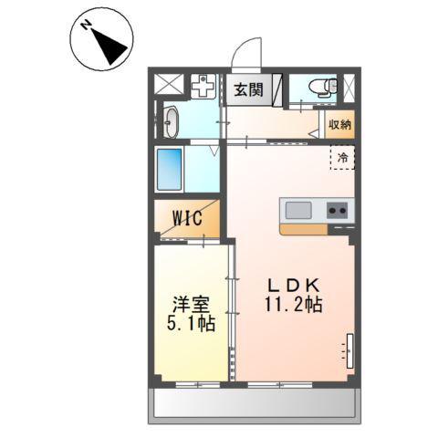 コンフォルト春日西II(1LDK/2階)の間取り写真