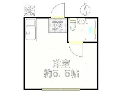 ハイツSS(ワンルーム/1階)の間取り写真
