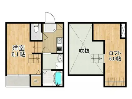 MODERN PALAZZO 福田町A(1SK/2階)の間取り写真