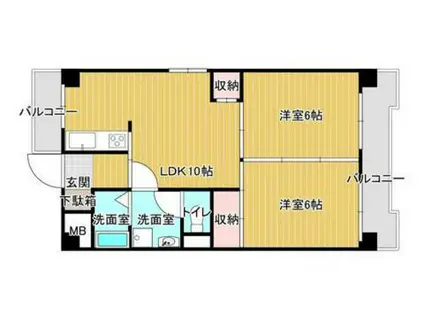 三石マンション(2LDK/1階)の間取り写真