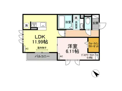 シティシャルム(1LDK/2階)の間取り写真