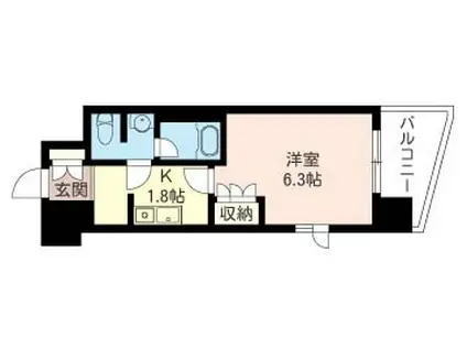 エスティメゾン武蔵小金井(1K/8階)の間取り写真