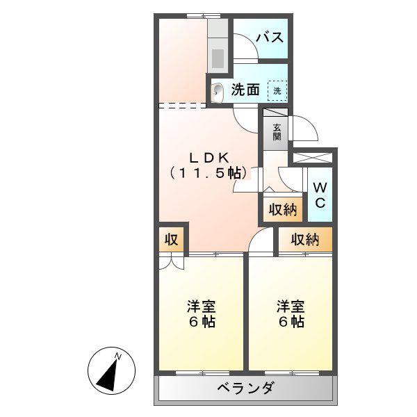 メゾンドリベンテ(2LDK/2階)の間取り写真