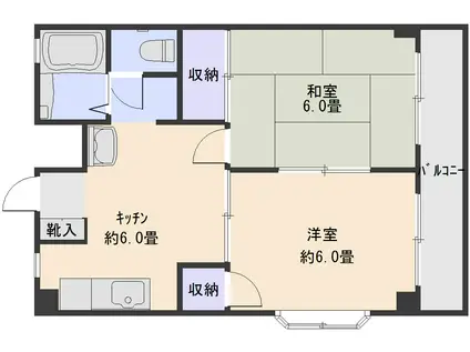 シティハウス弐番館(2DK/3階)の間取り写真