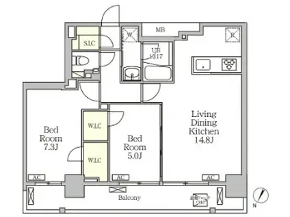 ジオエント白金台(2LDK/6階)の間取り写真
