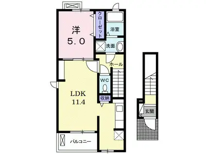 サンパーク(1LDK/2階)の間取り写真