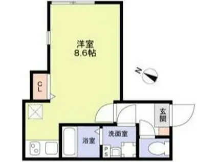 ティーグル矢口渡(1K/1階)の間取り写真